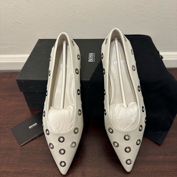 BOSS Hugo Boss Rose Grommet Studdet  ballet flat all leather size 5, new - Picture 6 of 16